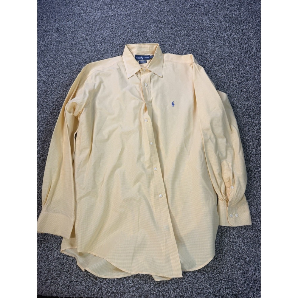 Ralph Lauren Yarmouth Long Sleeve Button Down Shirt Men's Size 16.5 Yellow